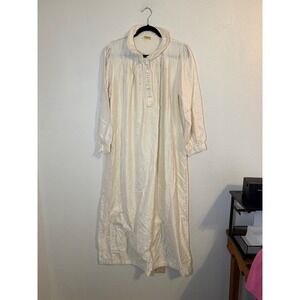 Vintage Barbizon Nightgown Ivory Satin Floral Embroidered Long Sleeve Maxi Cream